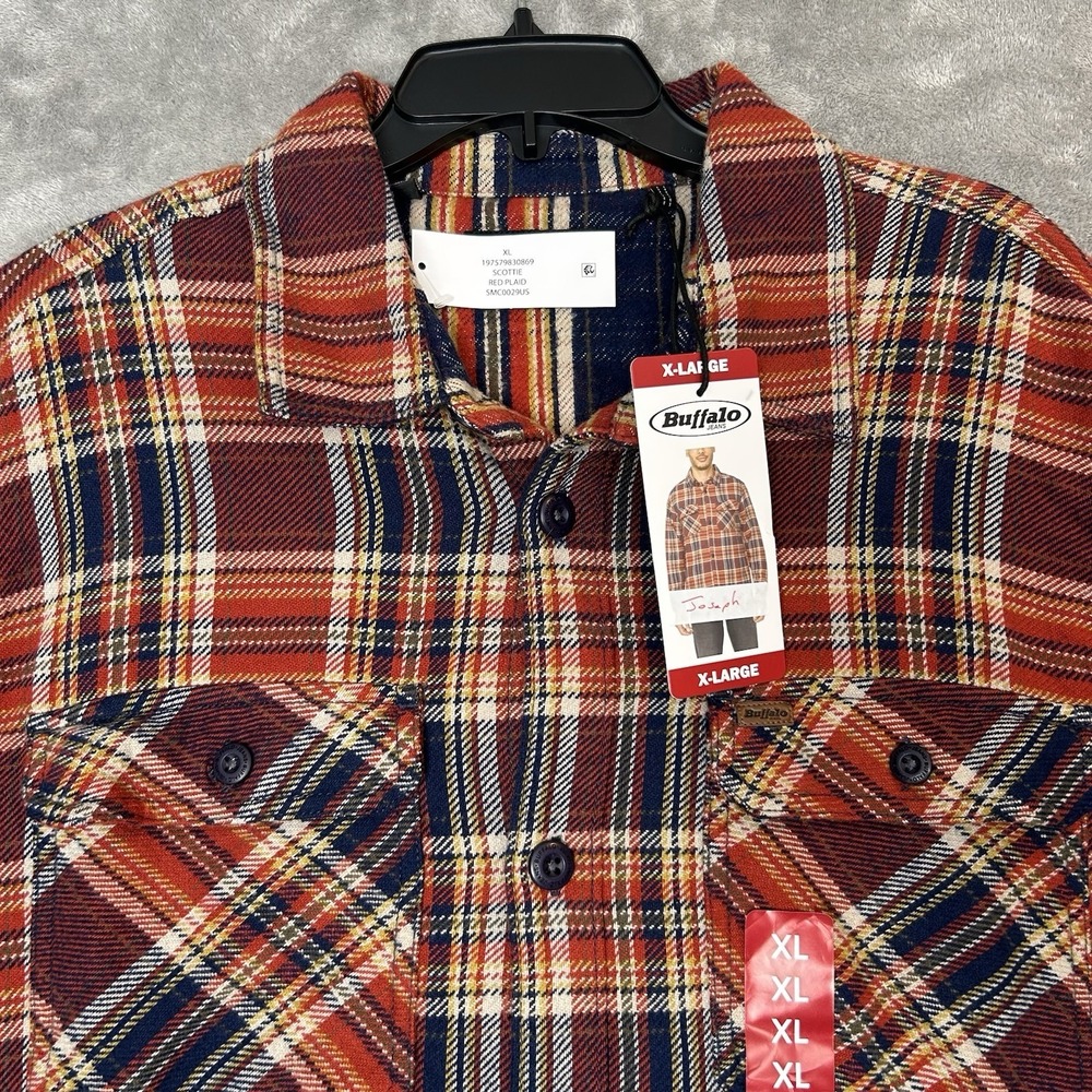 Buffalo Men's XL Relaxed Fit Long Sleeve Button-Up Shirt Jacket side Pockets NWT